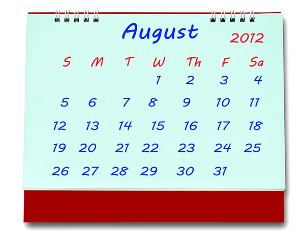 O Calendário de agosto 2012 isolado em fundo branco — Fotografia de Stock