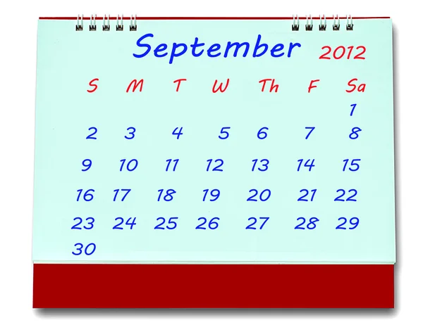 Календарь сентября 2012 года изолирован на белом фоне — стоковое фото