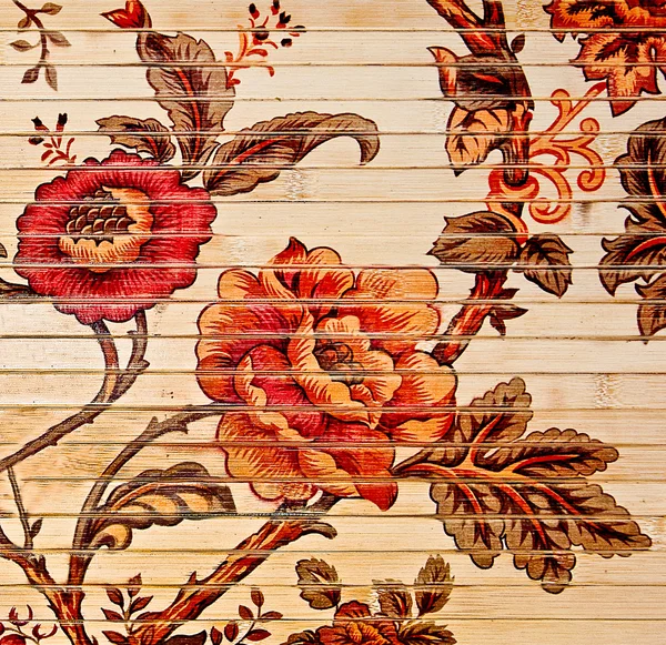 La fleur de plantation sur rideau de bambou — Photo