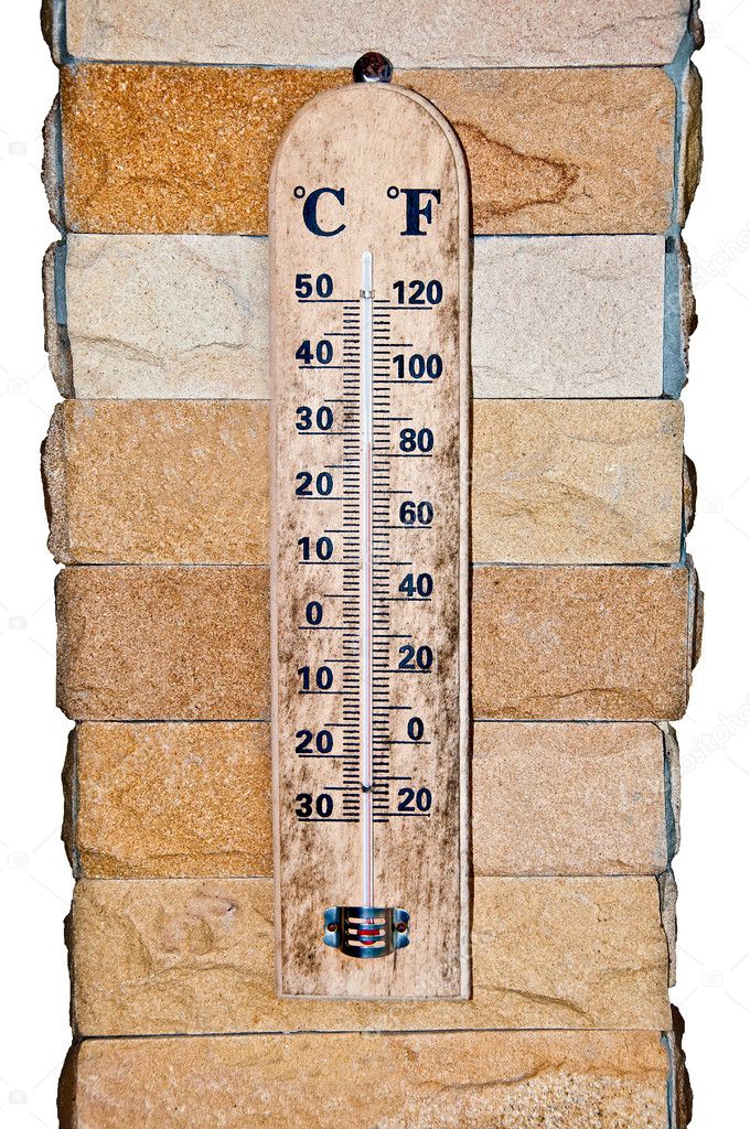 The wooden celsius fahrenheit thermometer