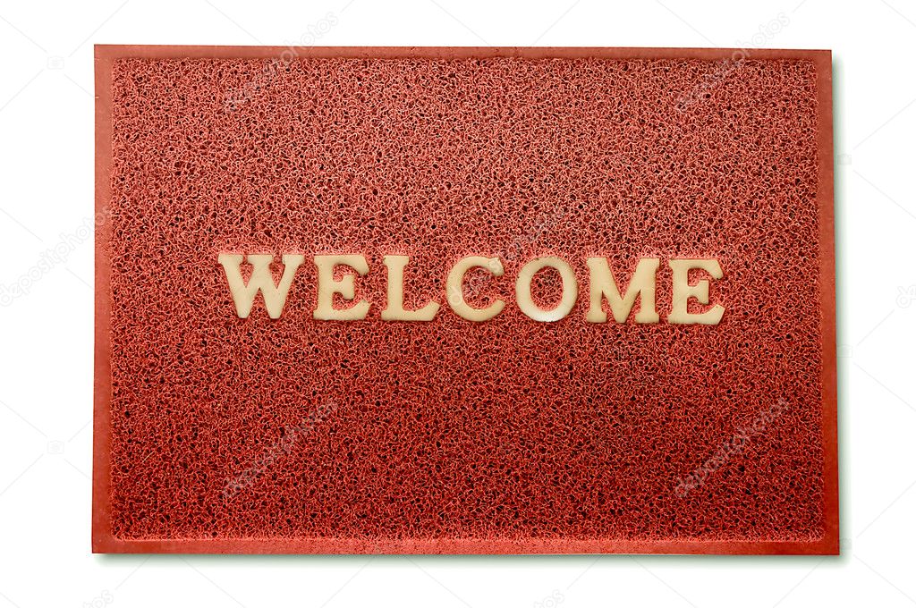 The Doormat of welcome text isolated on white background