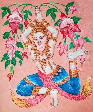 The Painting of deva on wall in the temple.This is traditional a clipart