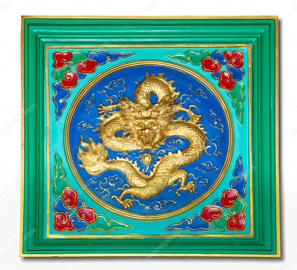 The Dragon craft and painting mixed isolated on white background