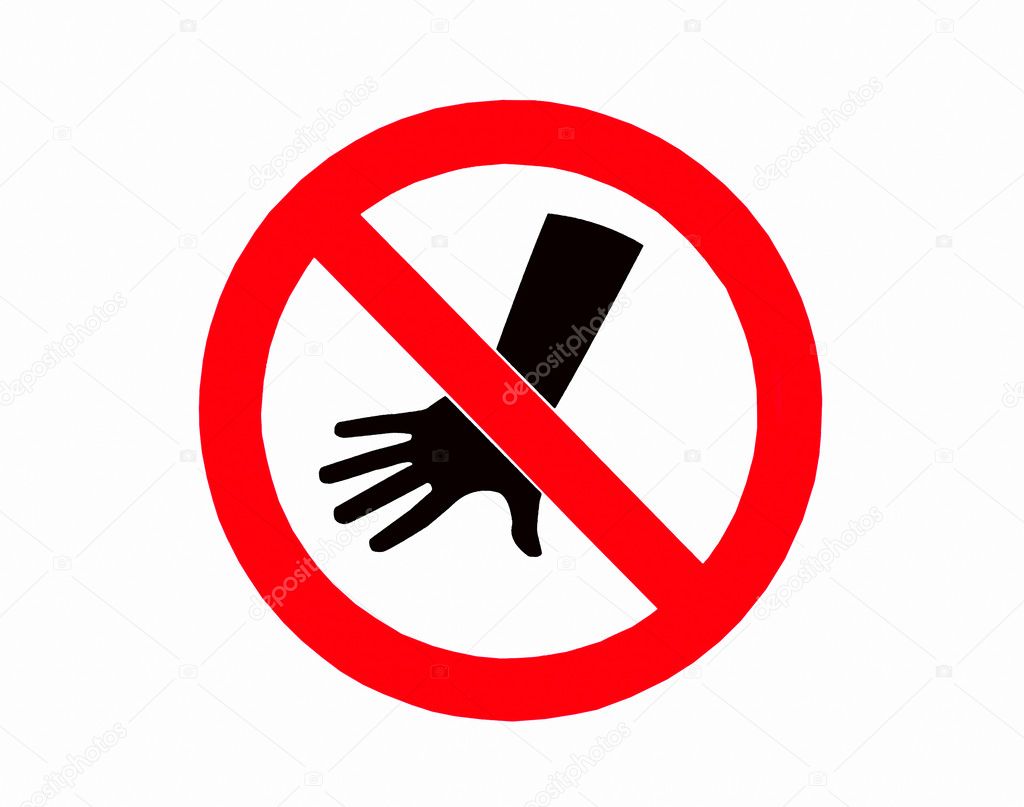The Sign of no hand throwing isolated on white background