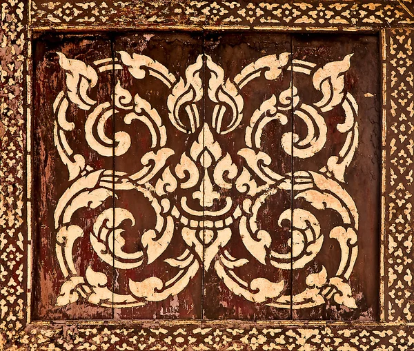 L'art thaï traditionnel motif de peinture dorée sur bois i — Photo