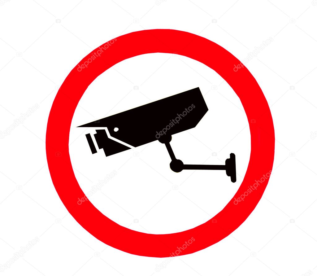 The Sign of Video surveillance sign isolated on white background