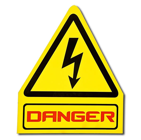 Elektrik yüksek gerilim izole üzerinde tehlike işareti — Stok fotoğraf