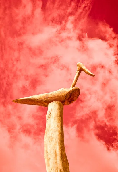 The Abstract of wooden duck isolated on sky background — Stock Photo, Image