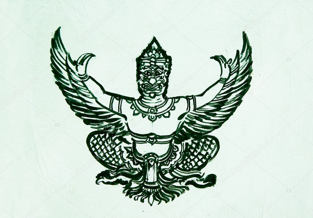 Garuda drawing The Hand drawing of garuda on white background — Stock