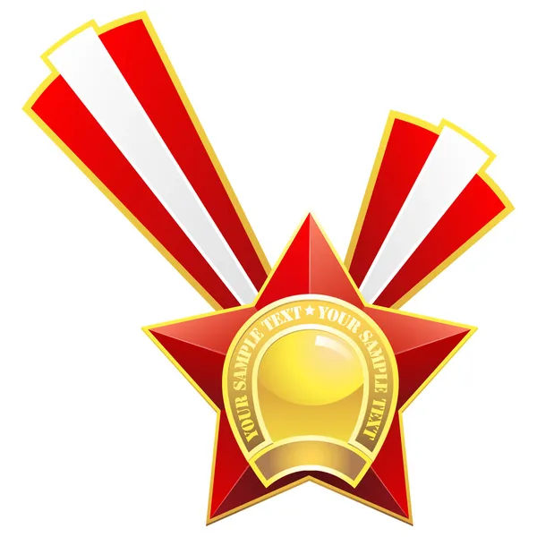 Red star medal — Stock Vector
