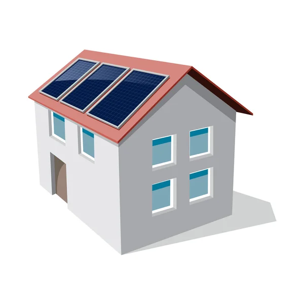 Edificio con pannelli solari — Vettoriale Stock