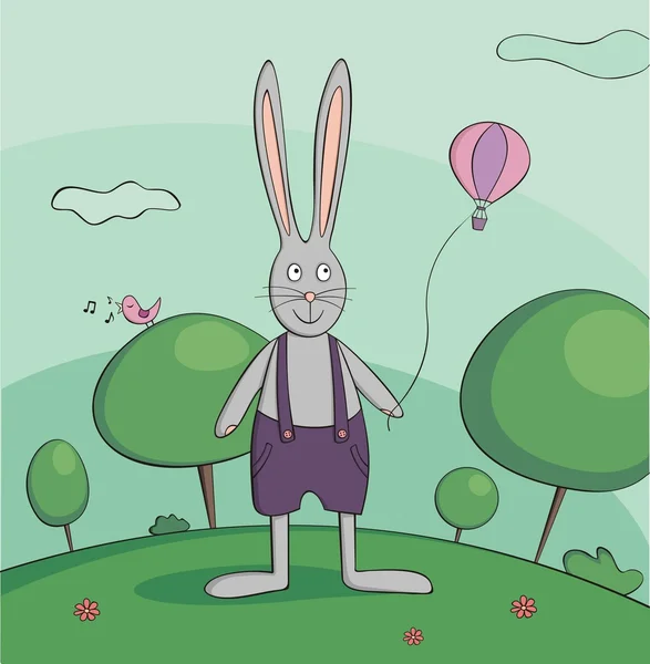 Yürüyen tavşan vektör çizim — Stok Vektör