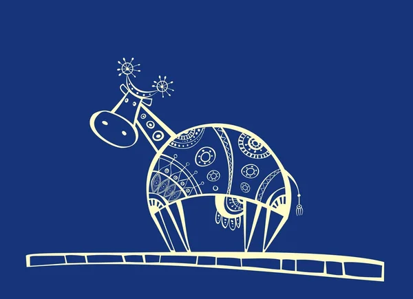Illustrazione della mucca blu — Vettoriale Stock