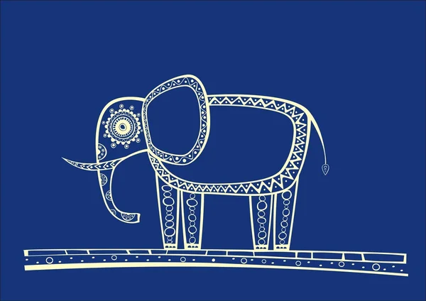Blue elephant illustration — Stock Vector
