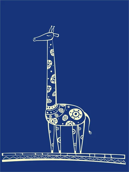 Illustrazione giraffa blu — Vettoriale Stock