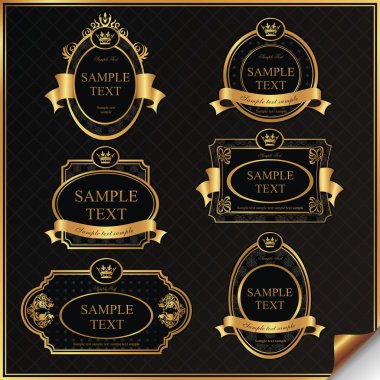 Black gold-framed labels clipart