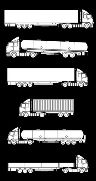 Collectie van vrachtwagen silhouetten — Stockvector