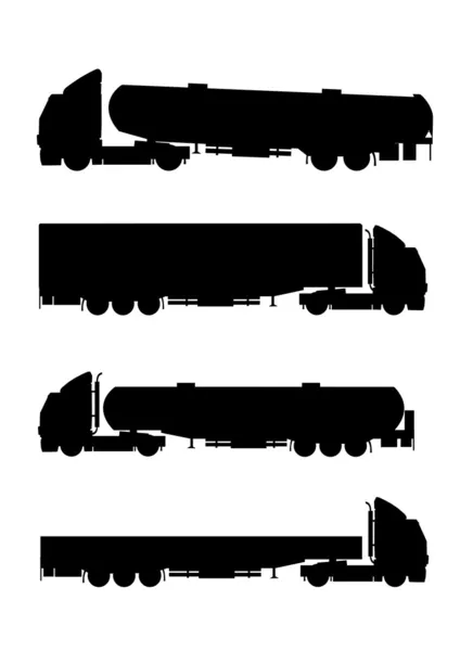 Kolekcja samochodów ciężarowych sylwetka — Wektor stockowy