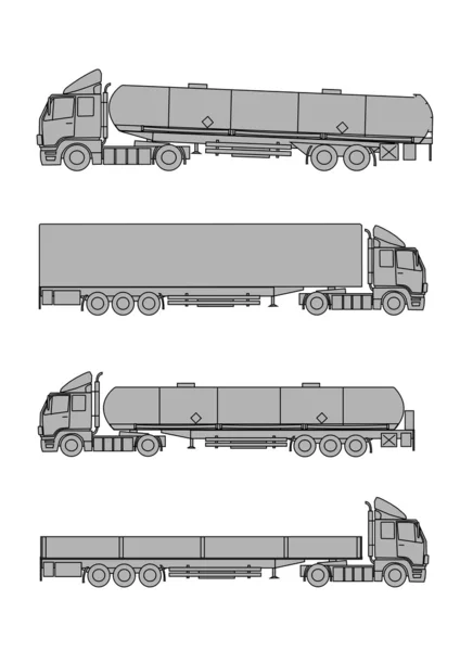 Kolekce truck siluety — Stockový vektor
