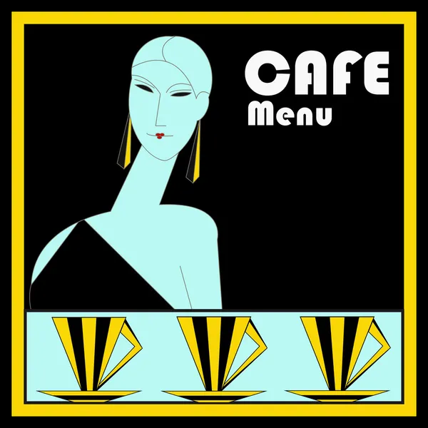 Modello di menu Art Deco Cafe — Vettoriale Stock