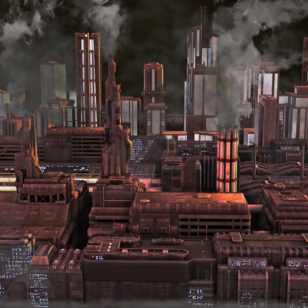 3D Render of an future industrial city