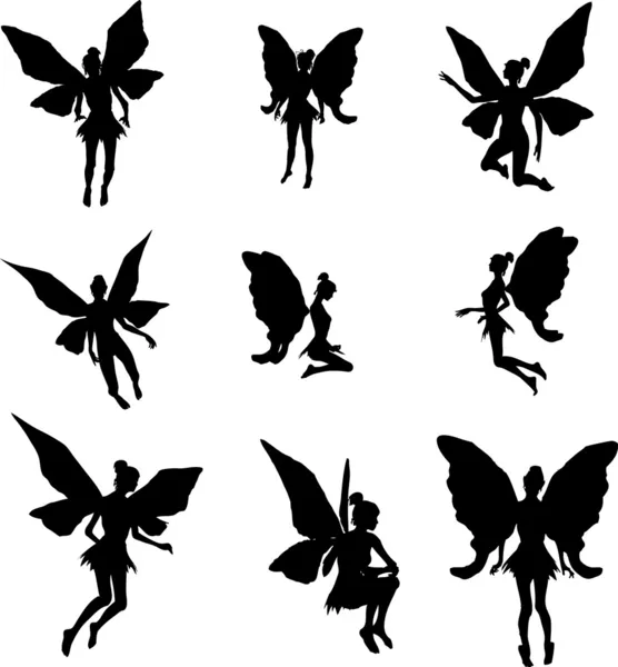 Silhouettes de fées — Image vectorielle