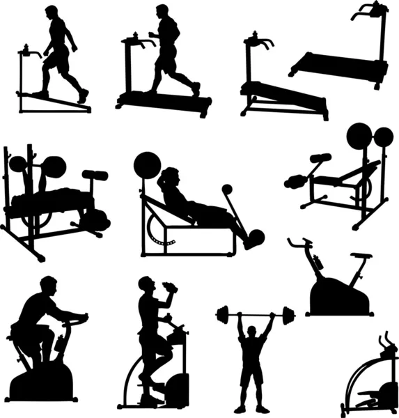 Male Exercise Silhouettes — Stock Vector