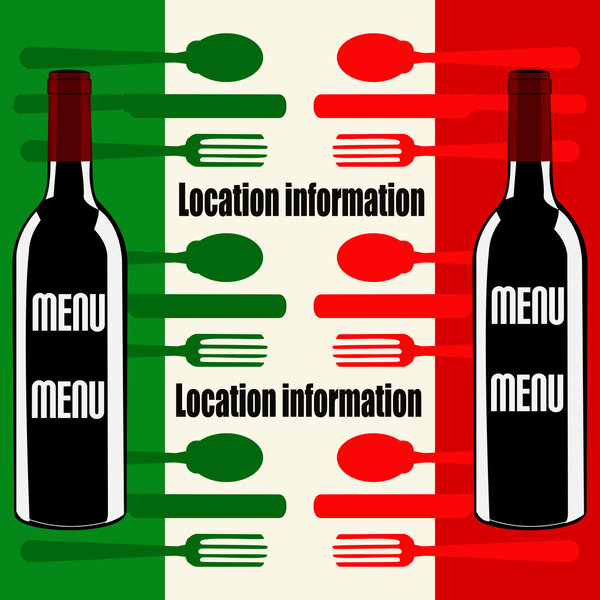 Italian Menu template over a flag of Italy