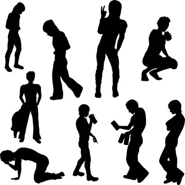 Negative Youth Silhouettes clipart