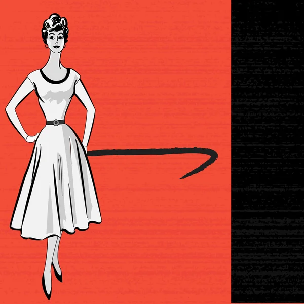 1950's Style Retro Stylish Lady Background — Stock Vector