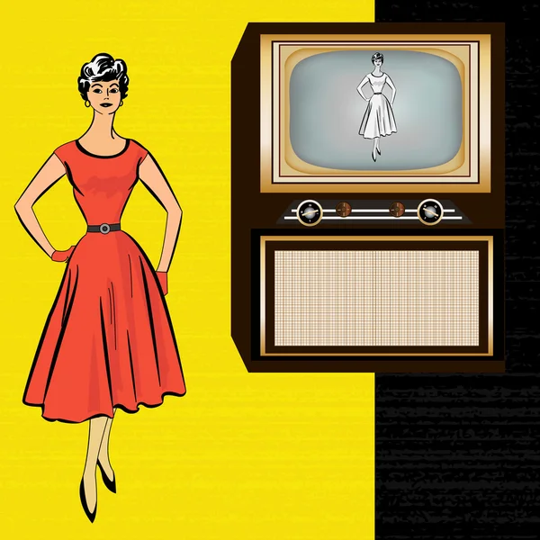 レトロなスタイルのテレビの背景 — ストックベクタ