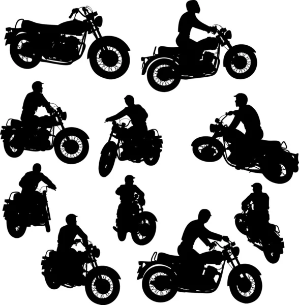 Motorkerékpár sziluettek — Stock Vector