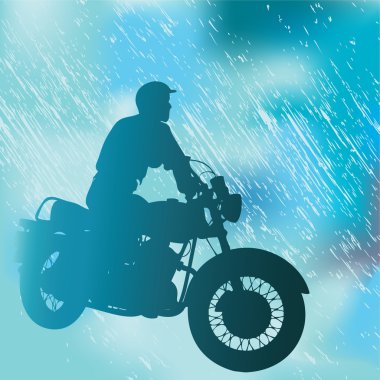 Motorcyclist In The Rain clipart