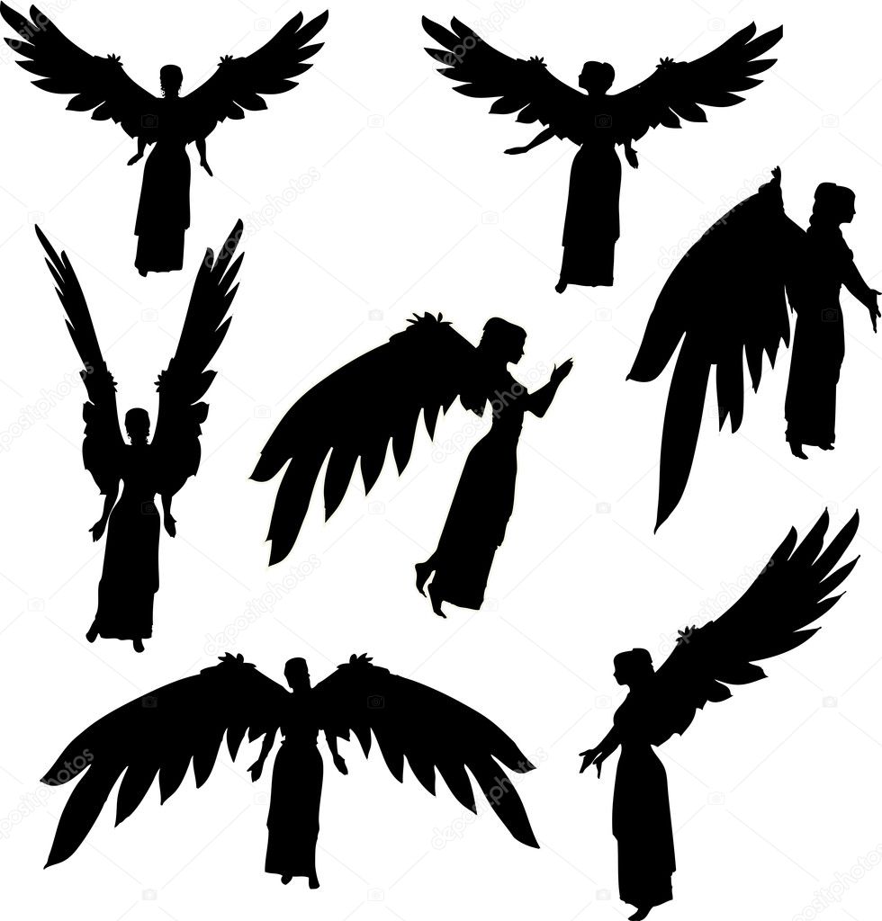 Download Angel Silhouettes — Stock Vector © petrafler #10654441