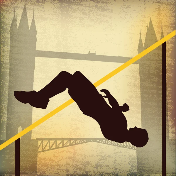 London 2012, High Jump and Tower Bridge — Stock Vector