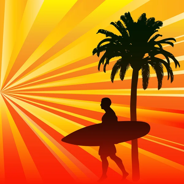 Surfeur tropical — Image vectorielle
