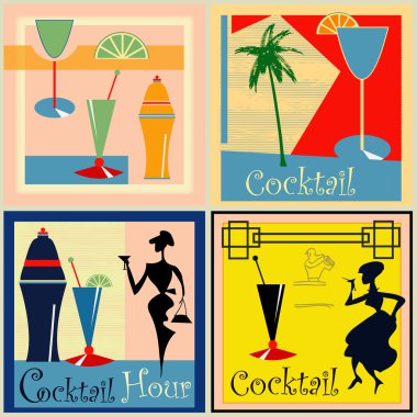 Retro Cocktail labels clipart