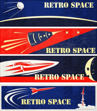 Retro Space Web Banners clipart