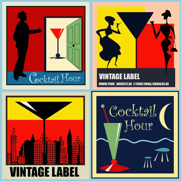 Retro Cocktail labels — Stock Vector