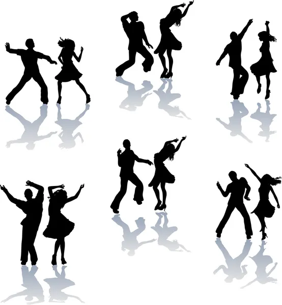 Salsa Dance Silhouettes — Stock Vector
