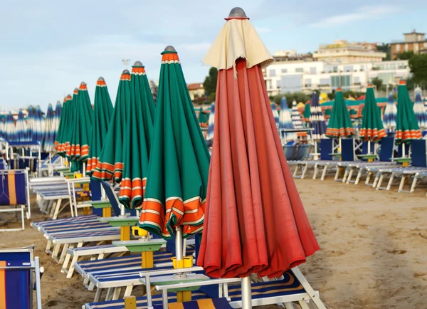 Sunbeds on the Beach, Cattolica, Italy — Stock Photo, Image