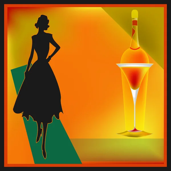 Modèle de menu de barre de cocktail rétro — Image vectorielle