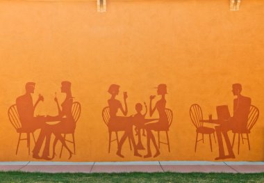 Restoran kafede yeme silhouettes
