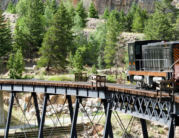 stock image Steam Train Crossing a Bridge in the Colorado Rocky Mountains