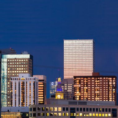 Denver Skyline at Dusk Closeup clipart