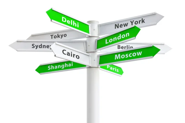 International Cities On Crossroads Sign — Stock Photo, Image