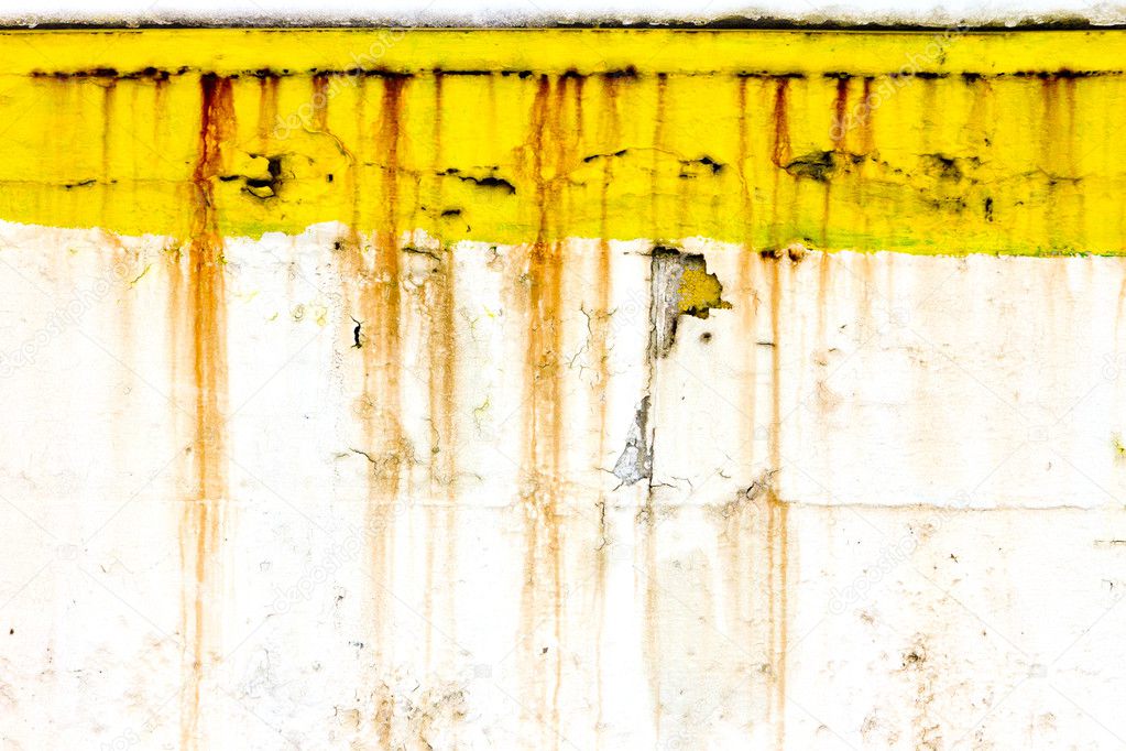 Grungy Old Wall With Rusty Yellow Paint