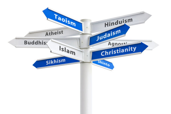 Религии мира изолированы на белом фоне
