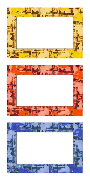 Set 3 roestbruine grunge textuur frames geïsoleerd op een witte pagina — Stockfoto