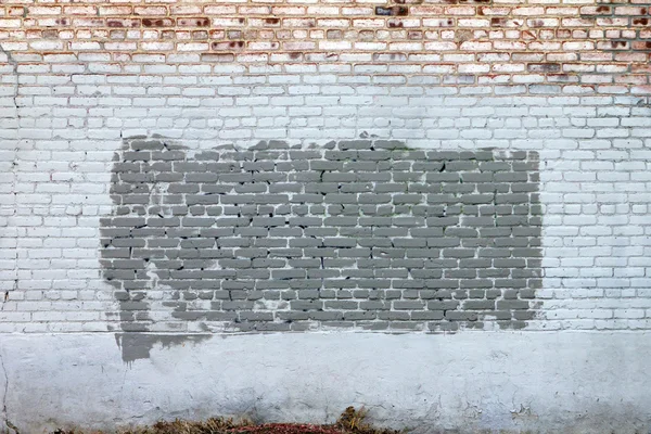 Grunge 砖墙与旧漆纹理背景 — 图库照片